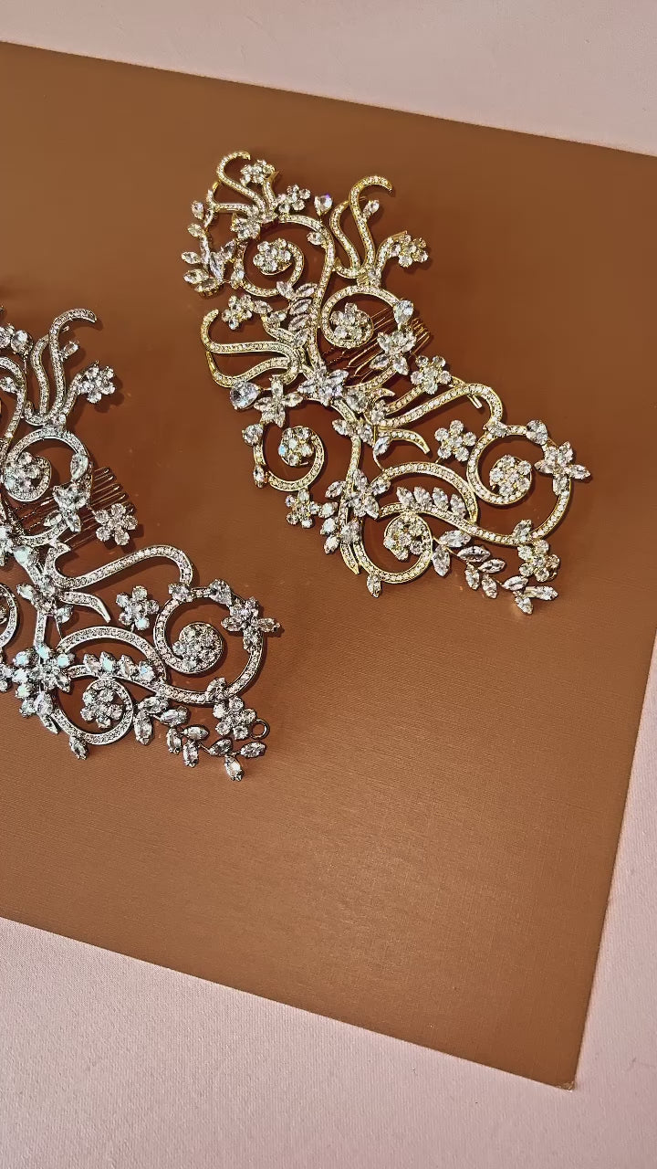 VIVIANA Swarovski Headpiece, Wedding Side Pieces