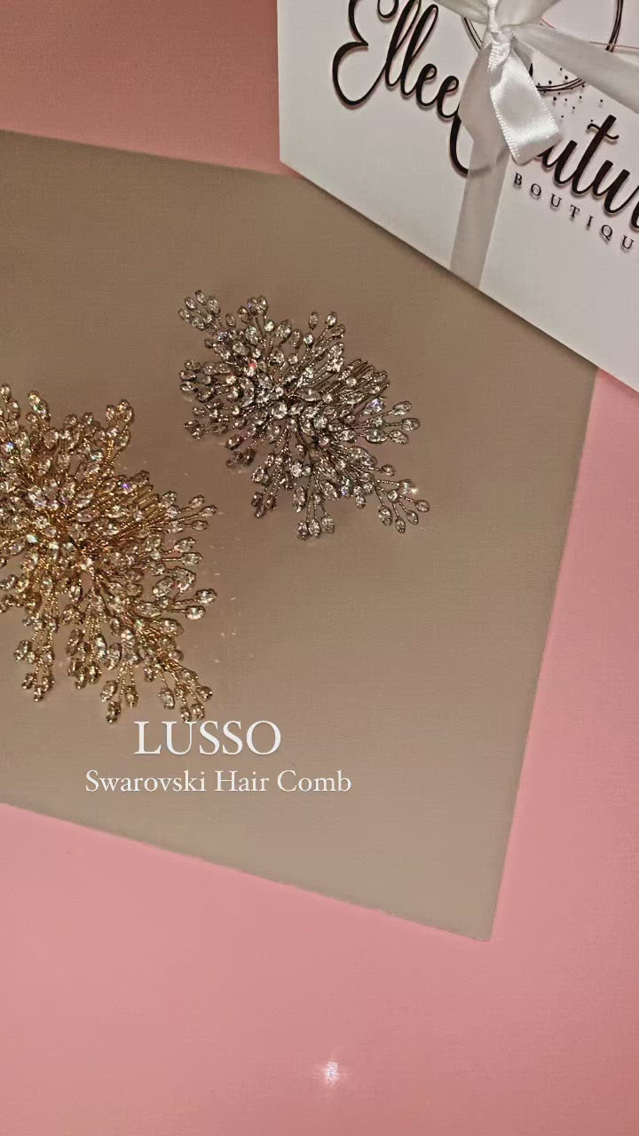LUSSO Swarovski Hair Comb, Wedding Headpiece - Side Piece
