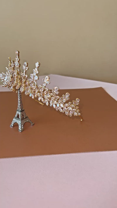 RIHANA Swarovski Bridal 3D Crown, Stunning Unique Wedding Crown
