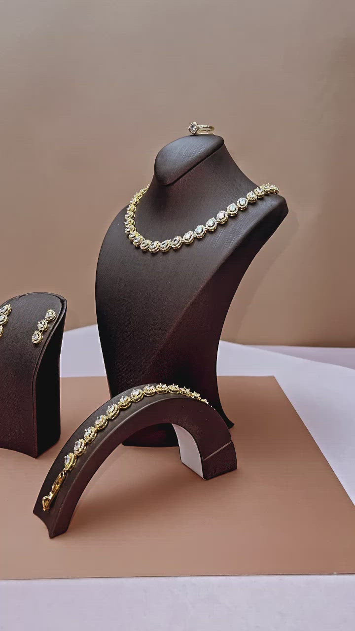 GLAM LUXE Jewelry Set with Necklace, Bracelet, Drop Earrings, and Ring *Final Sale*