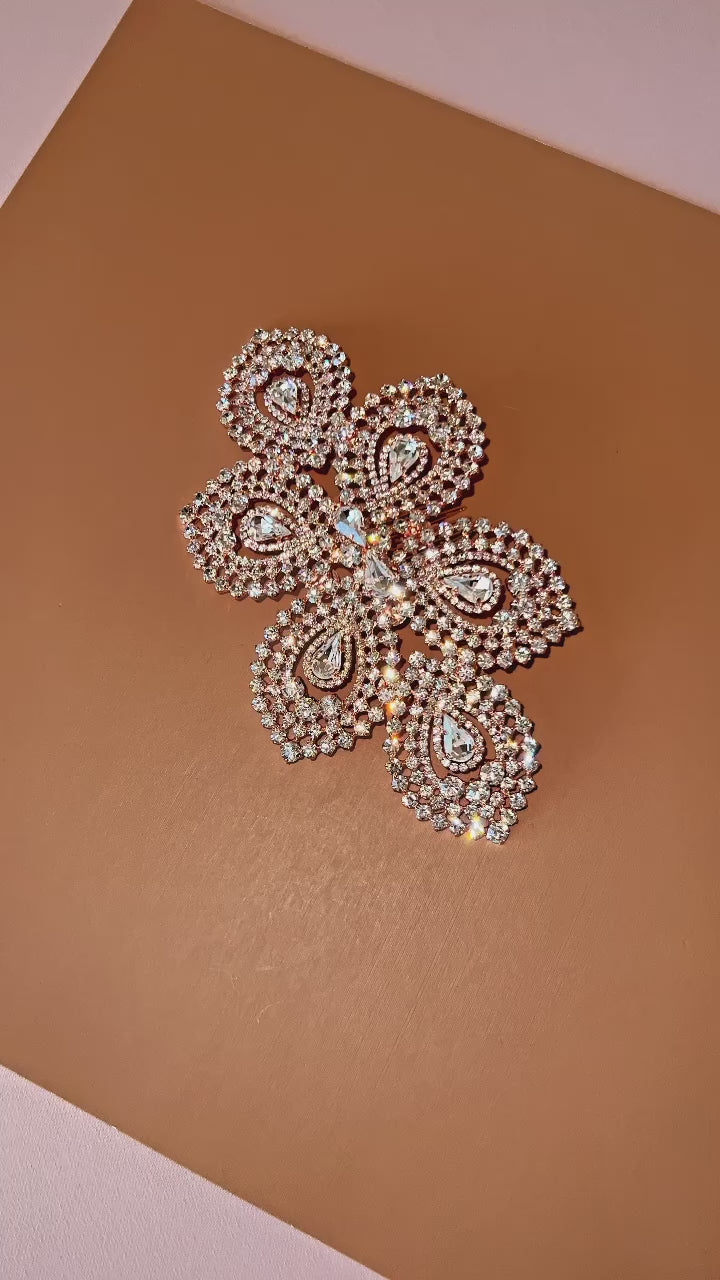 Ellee Real Bride Adorned with SYLVIE Swarovski Bridal Headpiece, Wedding Hair Comb