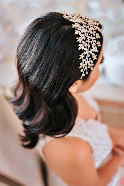 AMORETTE Bridal Headband, Swarovski Headpiece