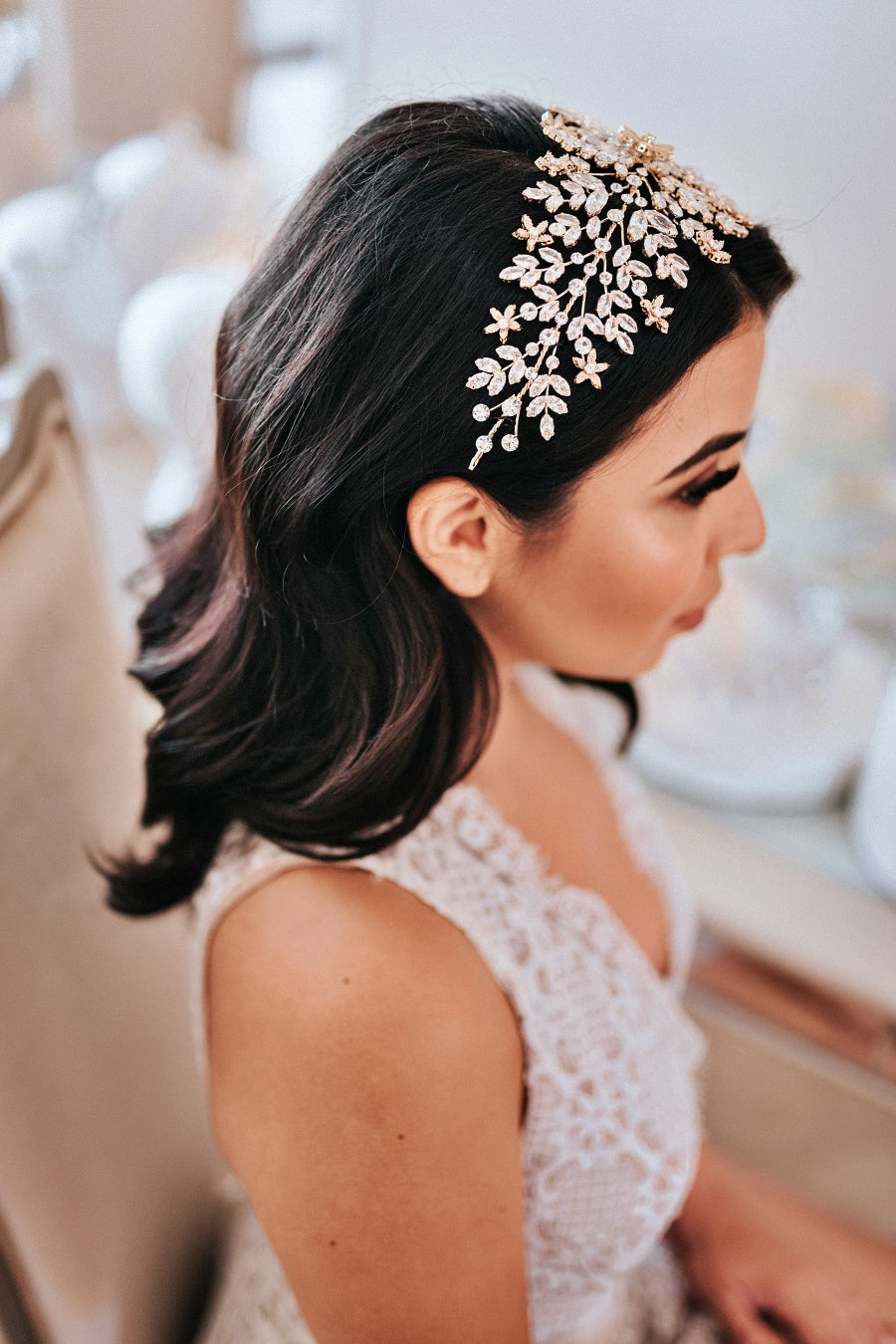 AMORETTE Bridal Headband, Swarovski Headpiece