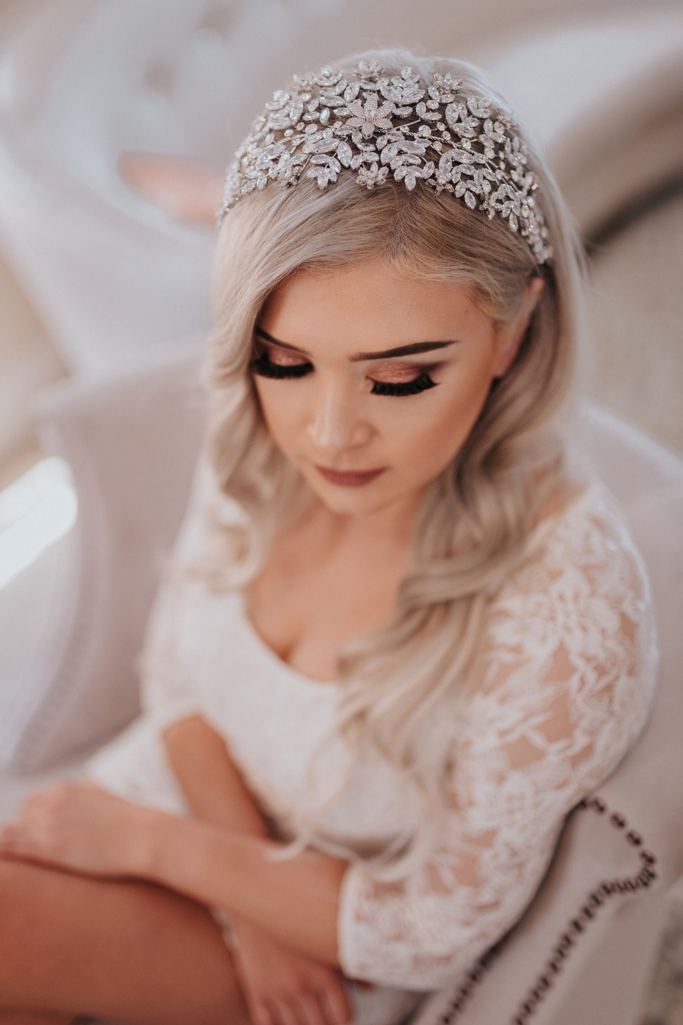 AMORETTE Bridal Headpiece,  Swarovski Crystals Headband