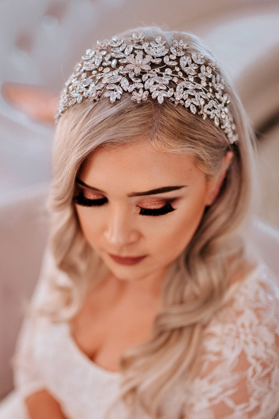 AMORETTE Bridal Headband, Swarovski Headpiece