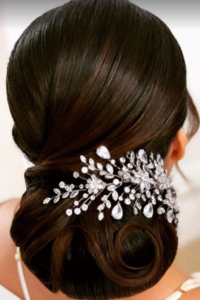 Ellee Real Bride Adorned with AMOUR Swarovski Stunning Side Piece, Wedding Headpiece