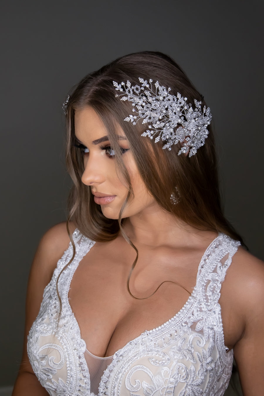 GRETA Swarovski Hair Comb, Wedding Headpiece with Pearls