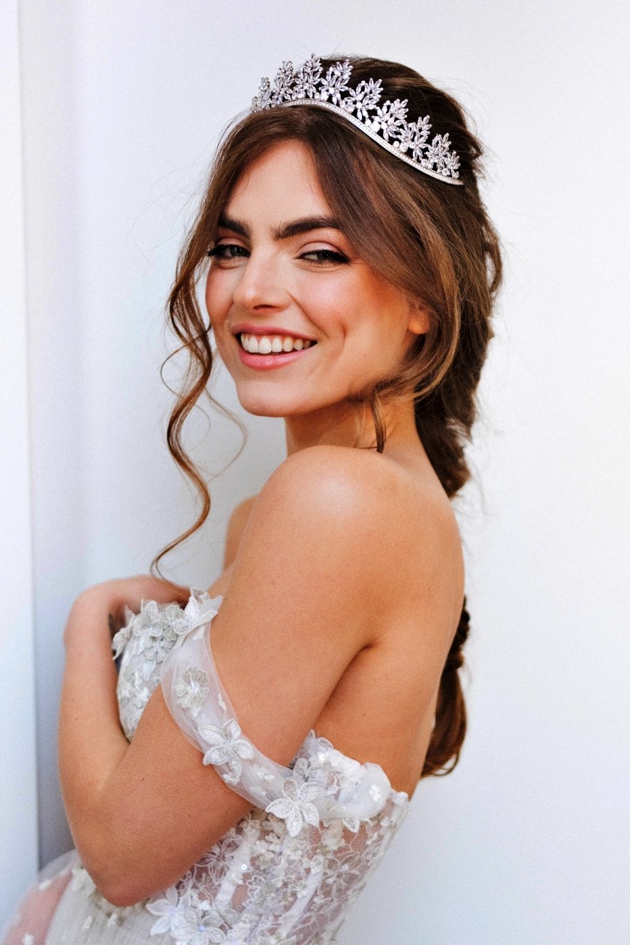 Ellee Real Bride Adorned with MARIE Swarovski Bridal Tiara Stunning Tiara