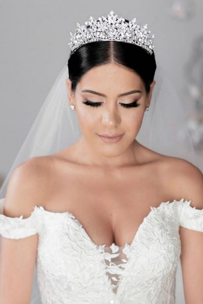 Ellee Real Bride Adorned with RENEE Princess Swarovski Wedding Tiara