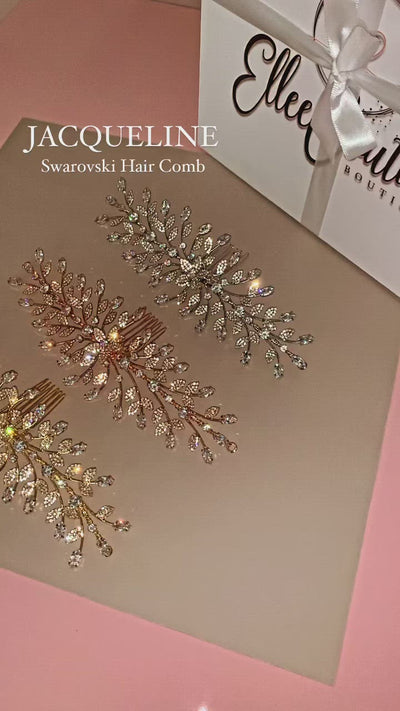 JACQUELINE Rose Gold Bridal Headpiece, Swarovski Hair Comb