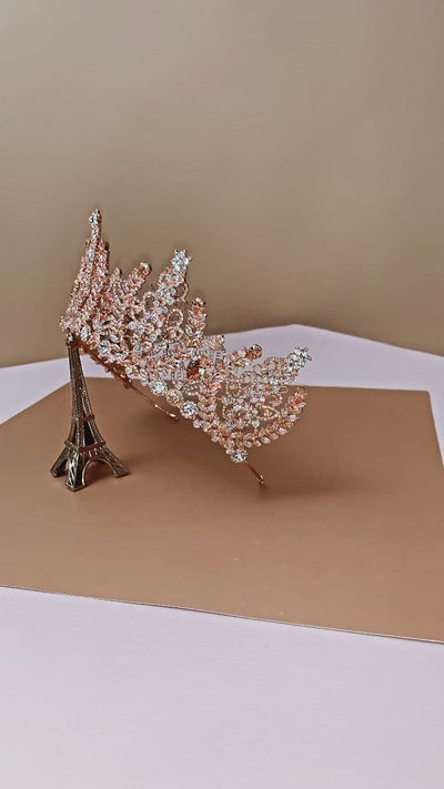 AURORA Rose Gold with Rose Gold Crystals Swarovski Bridal Crown