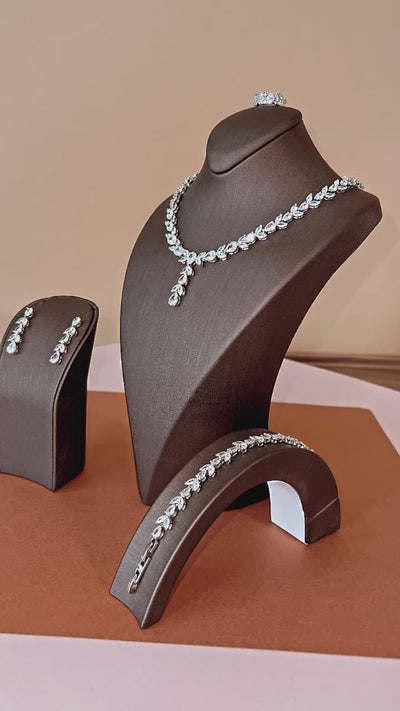 JESSAMINE Jewelry Set with Necklace, Bracelet, Drop Earrings, and Ring