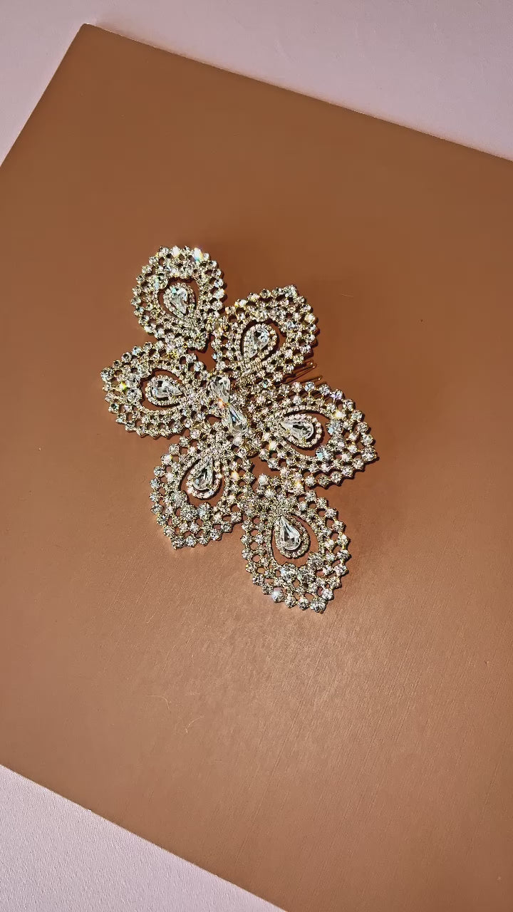 Ellee Real Bride Adorned with SYLVIE Swarovski Bridal Headpiece, Wedding Hair Comb