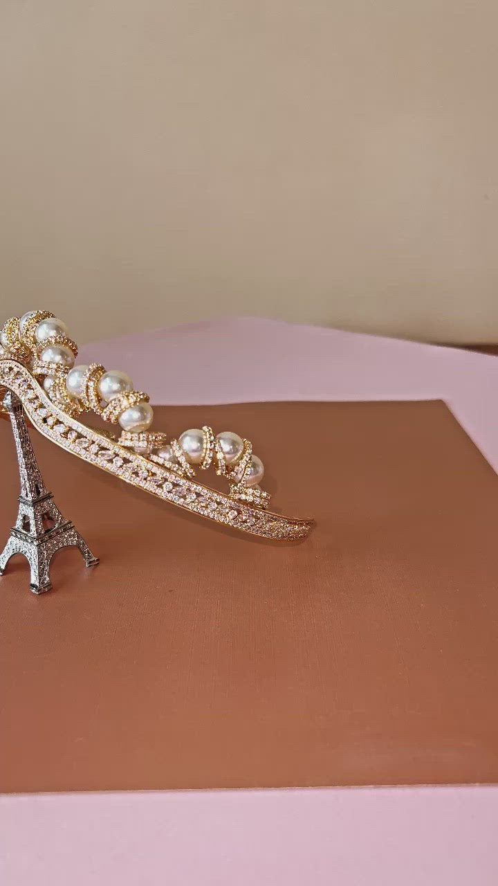 ADELAIDE-Pearls Crystal Tiara (Made To Order)