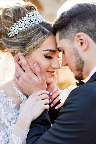 BELLE Rose Gold with Rose Gold Crystals Bridal Headband, Swarovski Bridal Headpiece