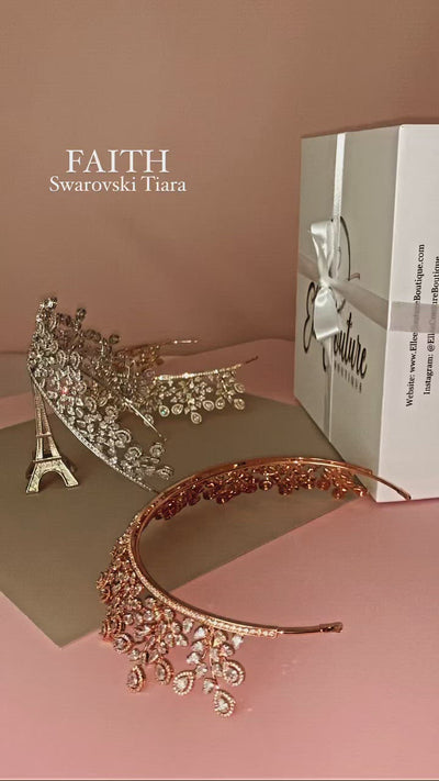 FAITH Rose Gold Swarovski Tiara, Gorgeous Bridal Crown