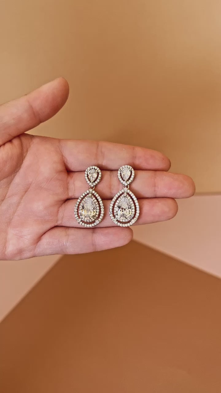 Fake diamond dangle earrings on sale