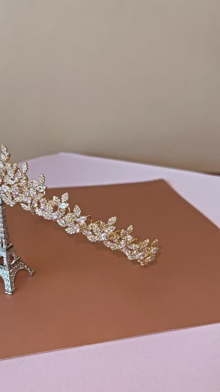 MONA Swarovski 3-D Wedding Tiara, Radiant Luxurious Bridal Tiara