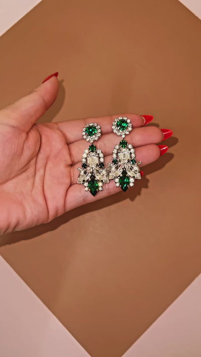 CEMILE-EMERALD Swarovski Statement Earrings