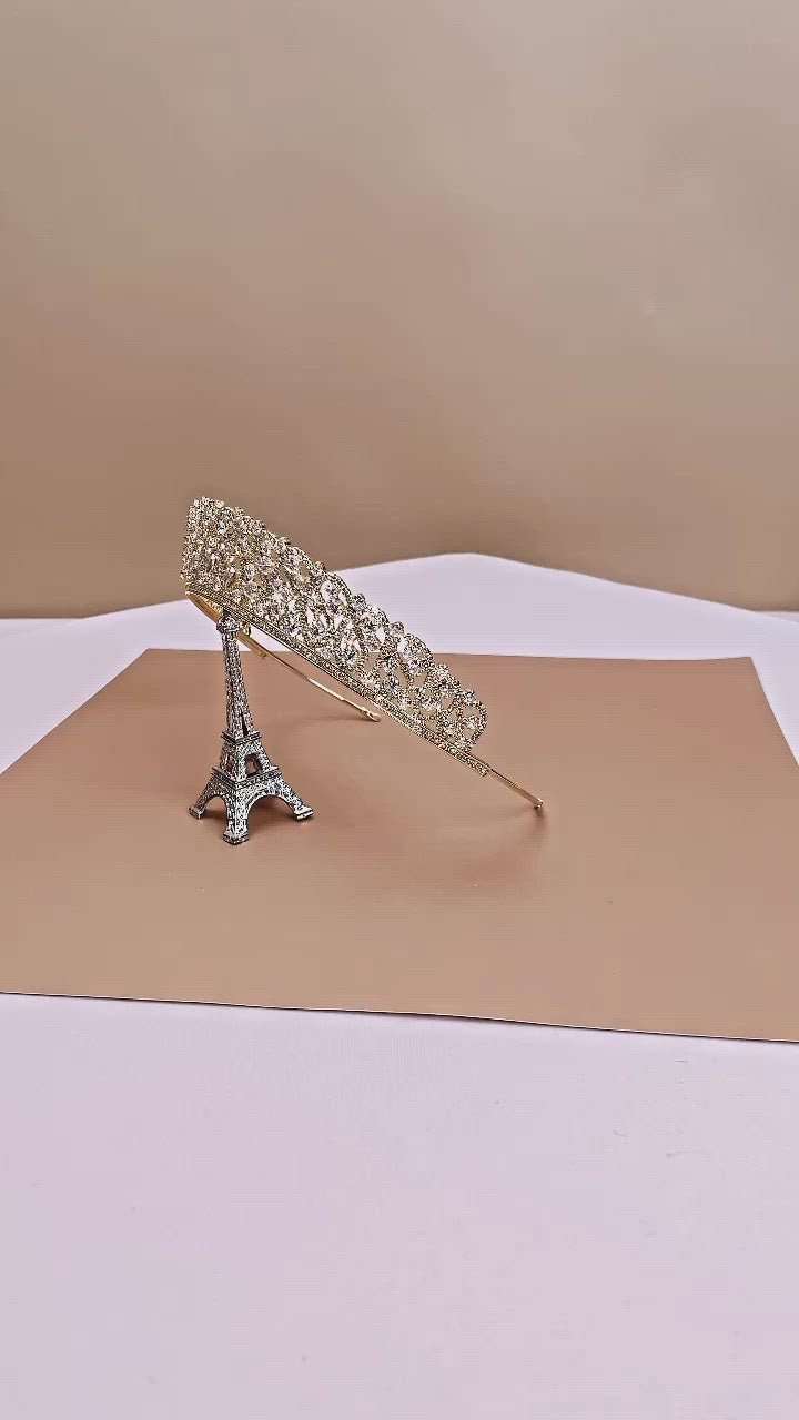 GIULIA Rose Gold Swarovski Bridal Tiara, Wedding Rose Gold Tiara