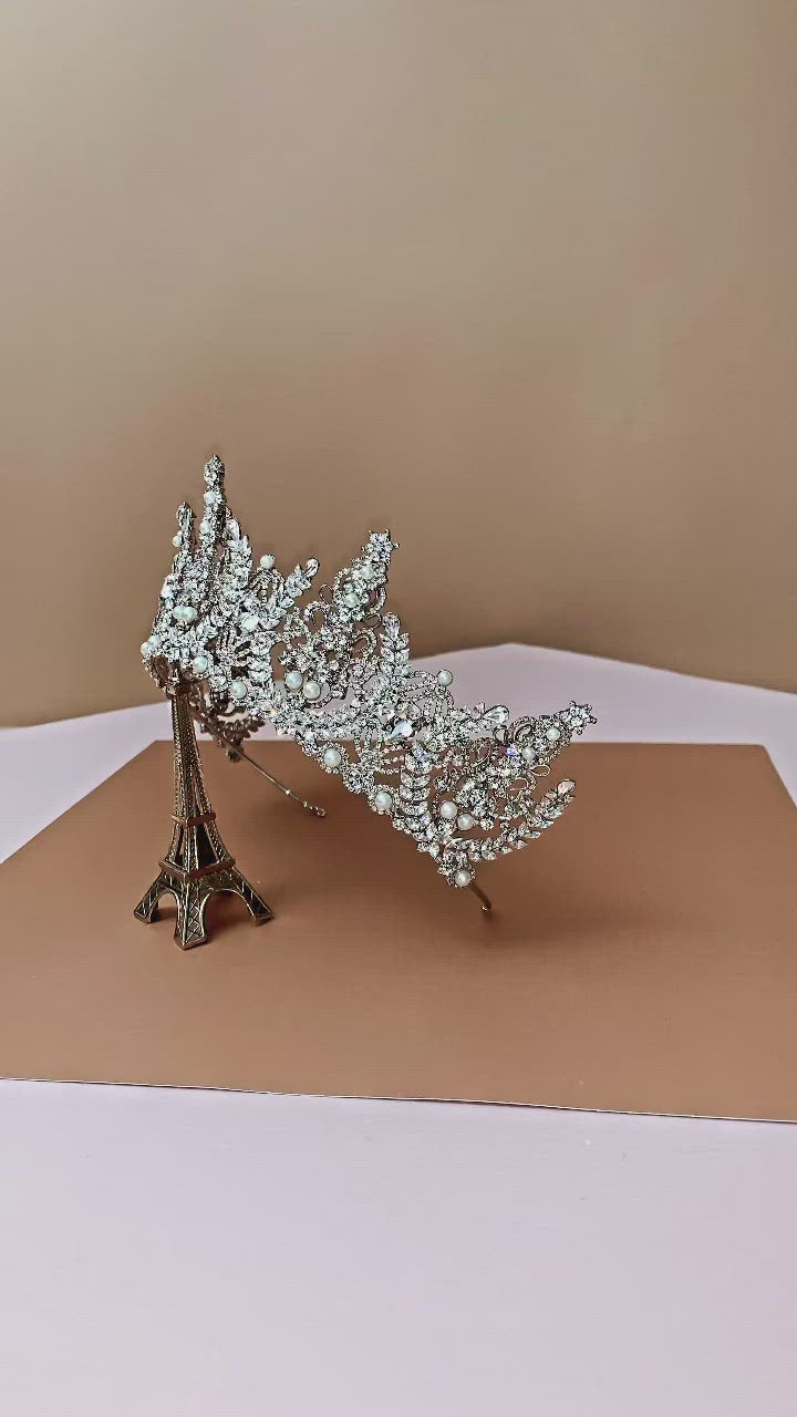 AURORA-PEARLS Swarovski Bridal Crown