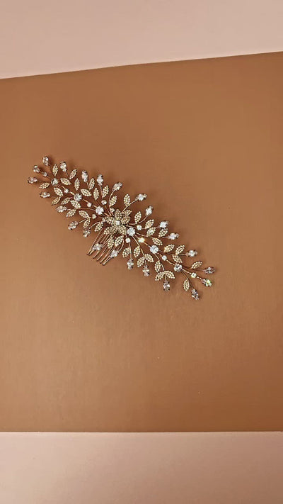 JACQUELINE Rose Gold Bridal Headpiece, Swarovski Hair Comb