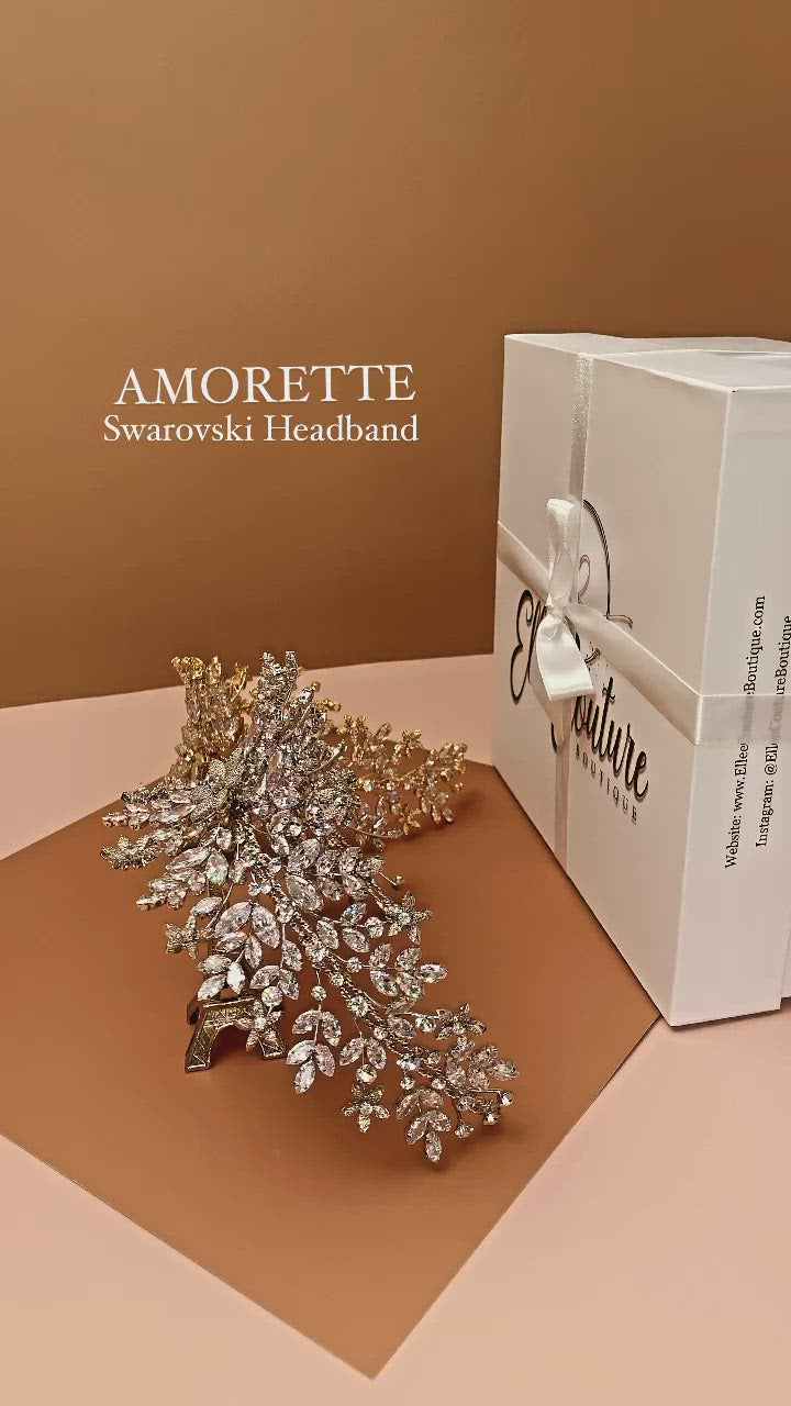 AMORETTE Bridal Headpiece,  Swarovski Crystals Headband