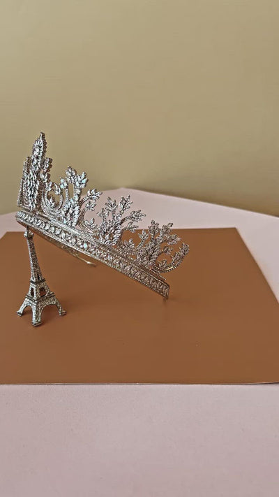 DIAMONIQUE Swarovski Crystals Bridal Crown and Tiara