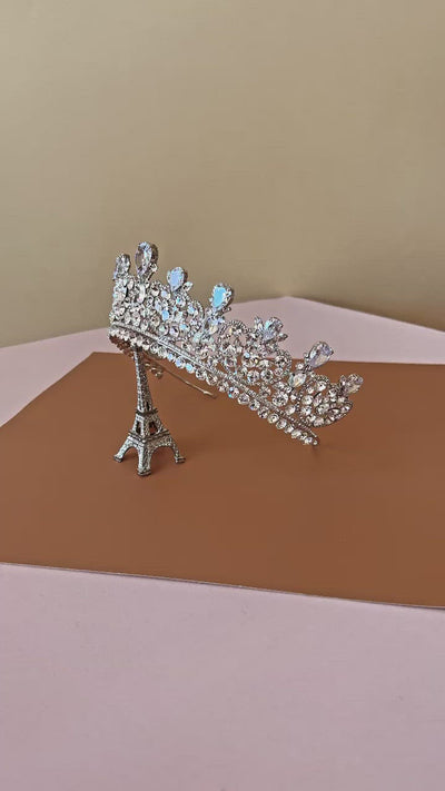 CARINA Swarovski & Pearls Bridal Crown, Wedding Tiara