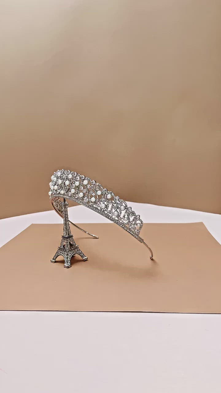 GIULIA-PEARLS Swarovski and Pearl Bridal Crown