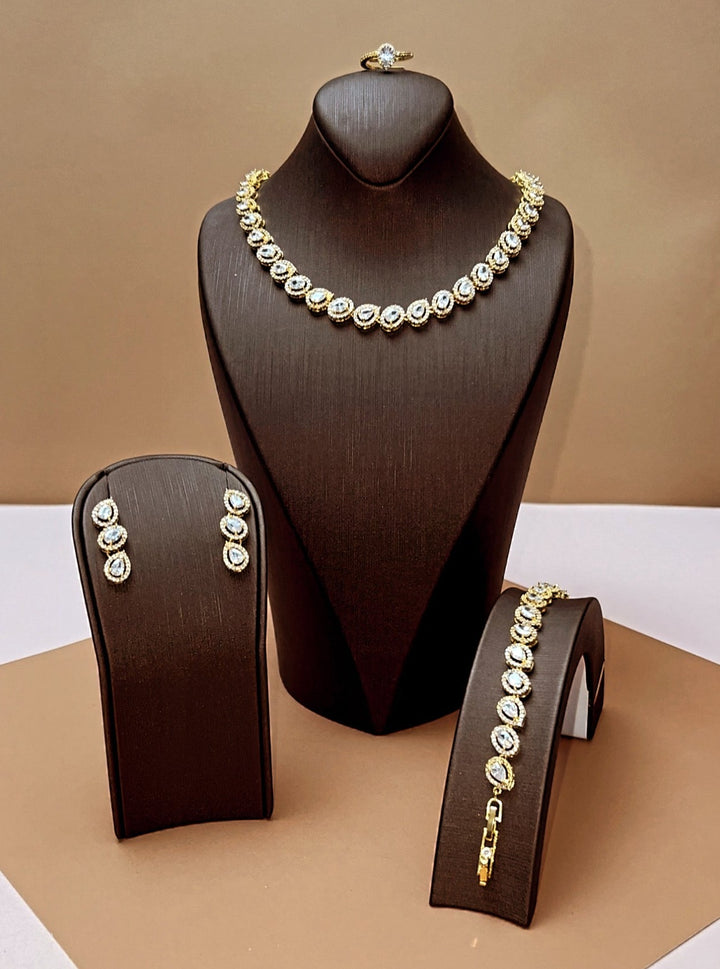 GLAM LUXE Jewelry Set with Necklace, Bracelet, Drop Earrings, and Ring *Final Sale*