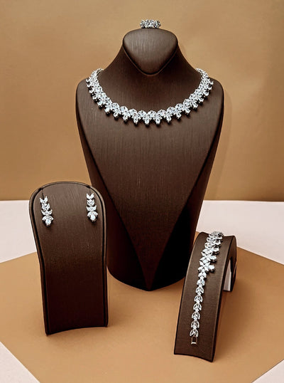 LUSTER Jewelry Set with Necklace, Bracelet, Tear Drop Earrings and Ring