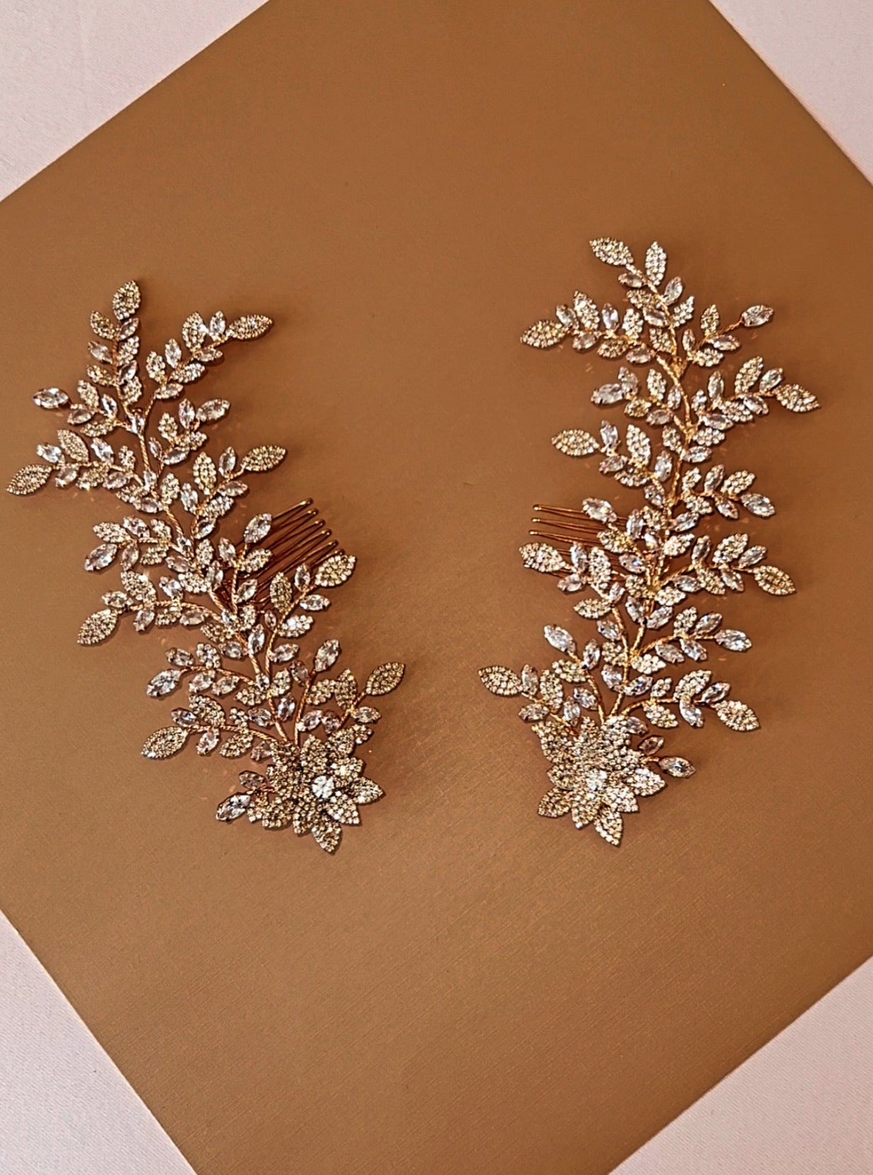 Buy NIKA Swarovski Rose Gold Bridal Hair Wings | Ellee Couture