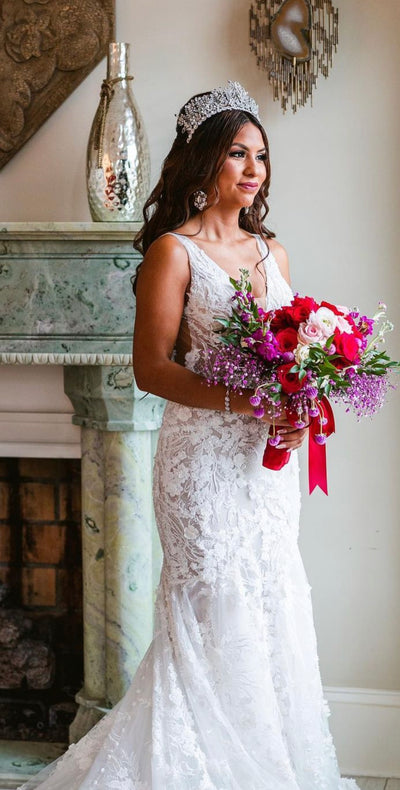 Ellee Real Bride Adorned with ELISABETTA Swarovski Wedding Tiara, 3D Bridal Tiara
