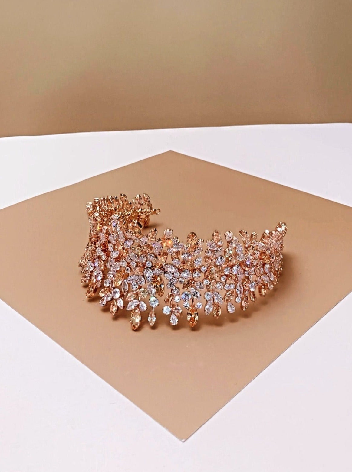 BELLE Rose Gold with Rose Gold Crystals Bridal Headband, Swarovski Bridal Headpiece