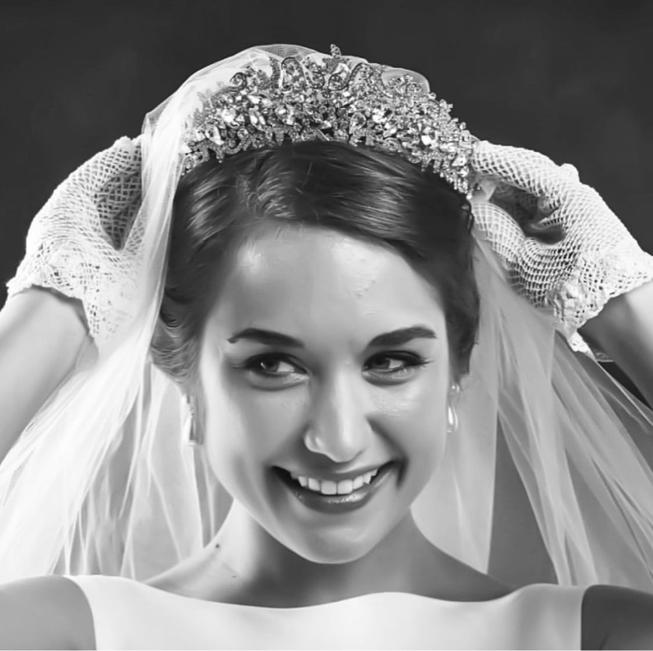 Ellee Real Bride Adorned with ISABELLA Swarovski Bridal Luxurious Tiara - Crown