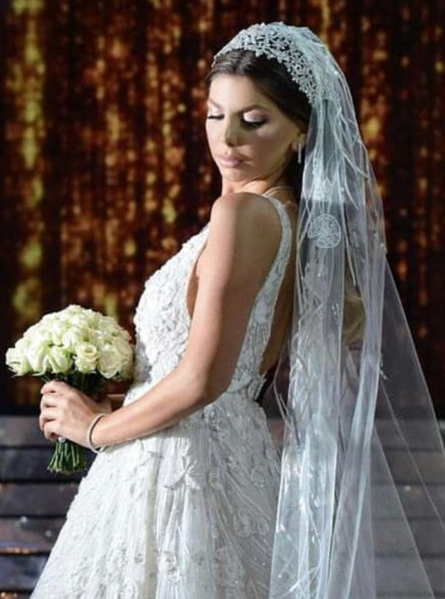 FLORENCE Bridal Headband, Swarovski Crystals Wedding Luxurious Headpiece.