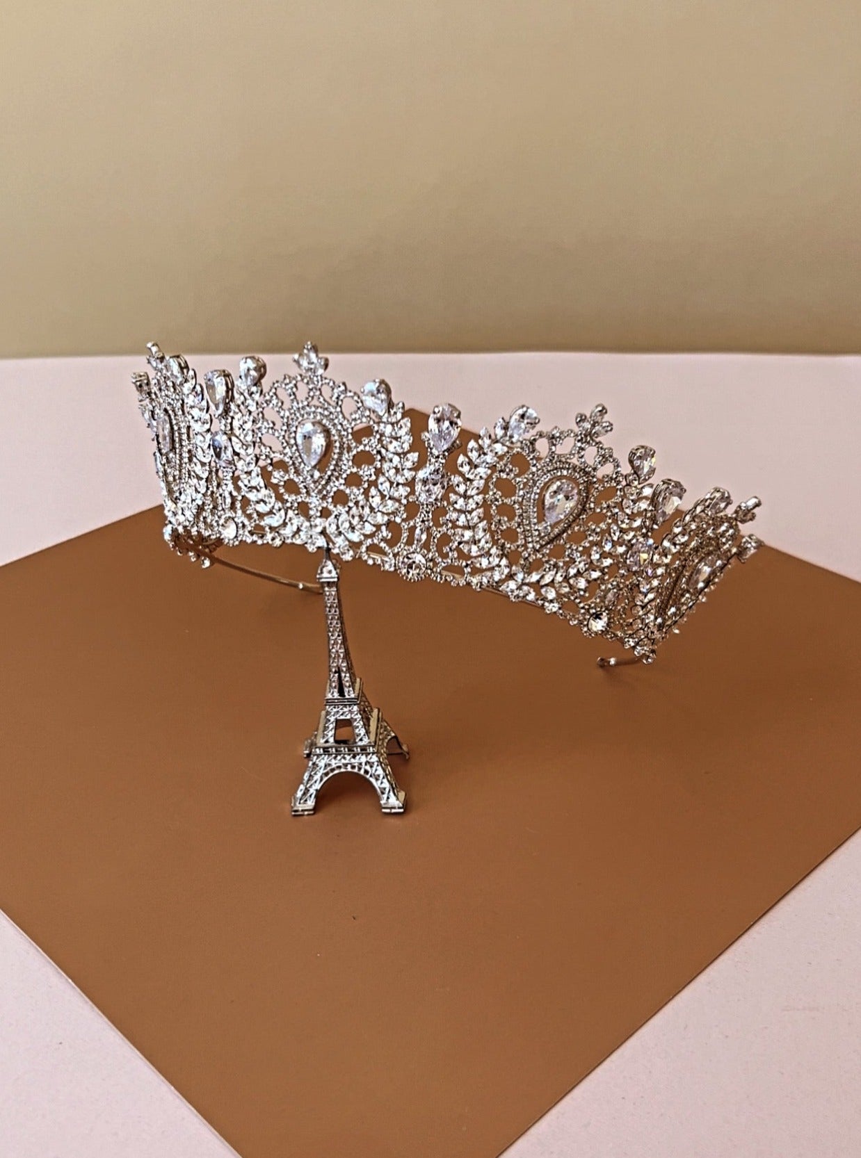 Ellee Real Bride Adorned with ANGELIKA Bridal Crown with Swarovski Crystals