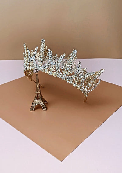 AURORA-PEARLS Swarovski Bridal Crown