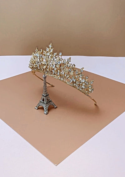 Ellee Real Bride Adorned with RENEE Queen Swarovski Luxurious Bridal Tiara - Stunning 3-D Wedding Tiara