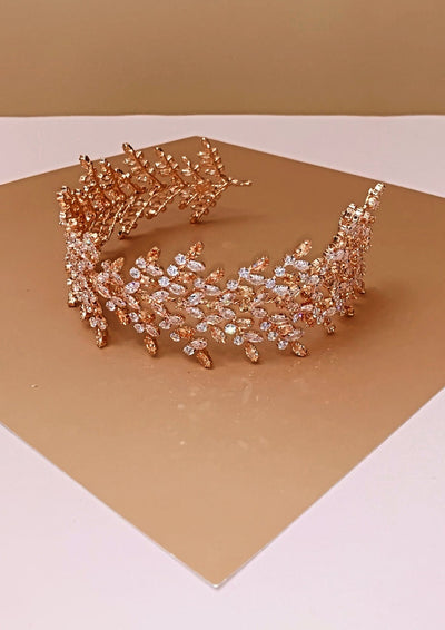 FIONA Rose Gold with Rose Gold Crystals Swarovski Bridal Headband
