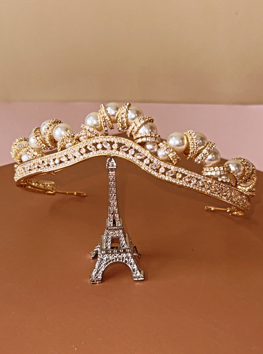ADELAIDE-Pearls Crystal Tiara (Made To Order)