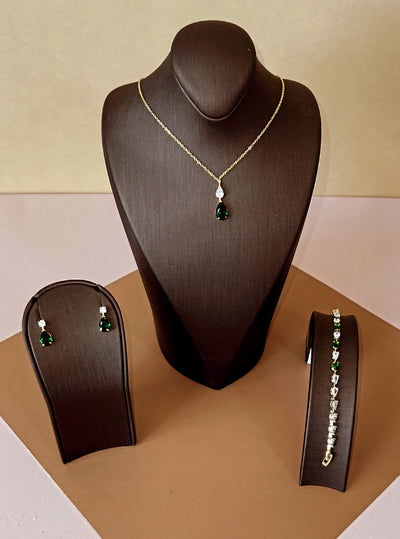 LILIT-EMERALD Swarovski Jewelry Set with Necklace, Bracelet, Drop Earrings