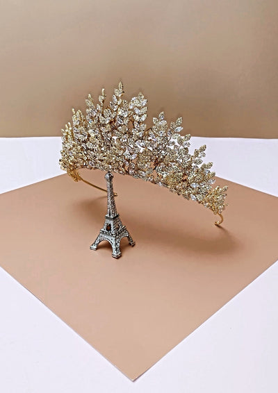 ALEXIA Leaf Swarovski 3-D Luxurious Bridal Tiara