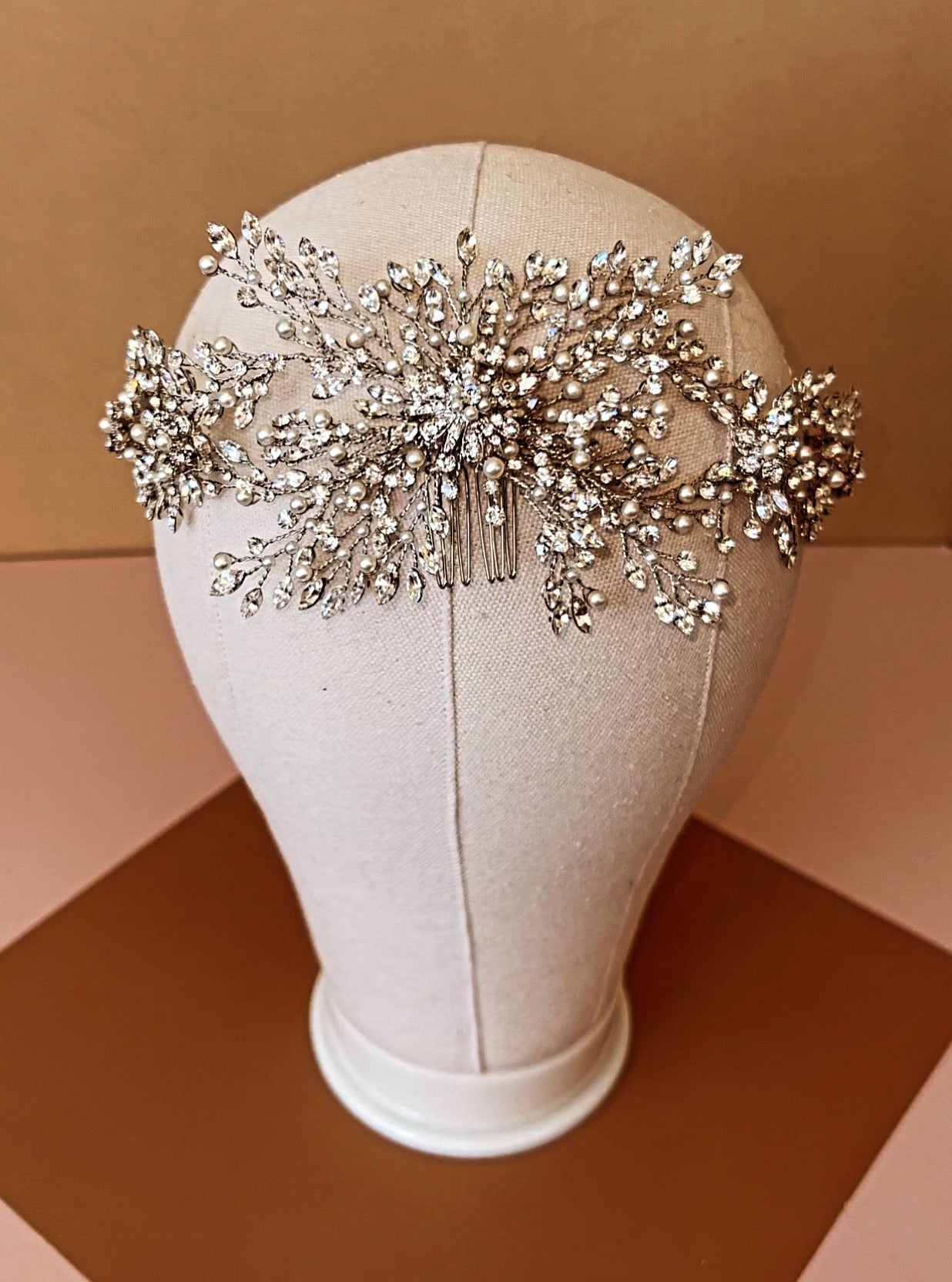 MINERA-PEARLS Majestic and Luxurious Headpiece / Halo Design