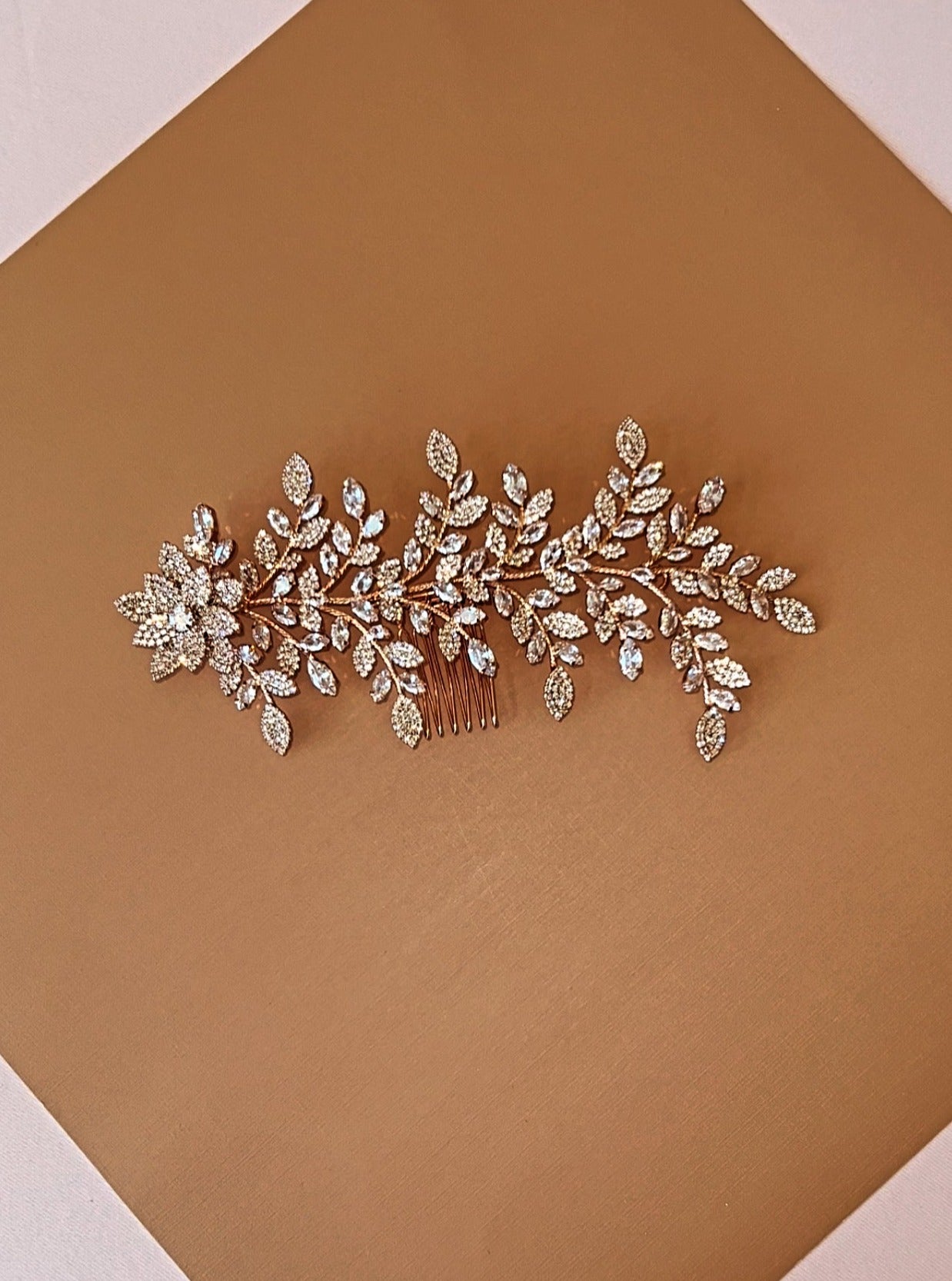 NIKA Rose Gold Swarovski Bridal Hair Wings, Swarovski Hair Comb