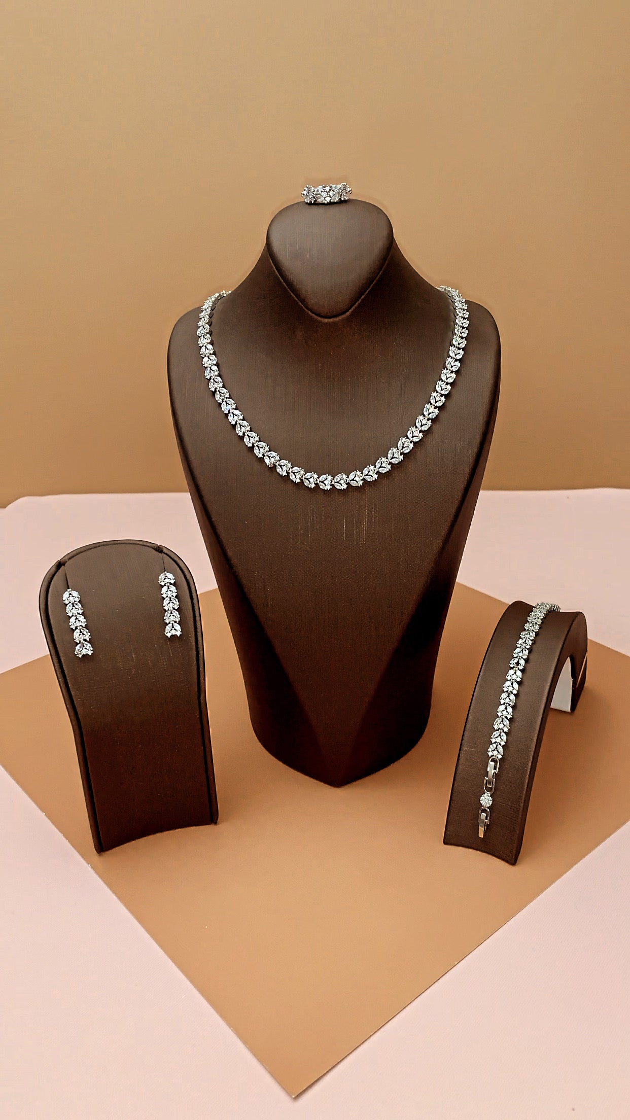 PROMISE Jewelry Set with Necklace, Bracelet, Drop Earrings, and Ring