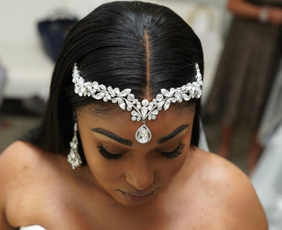 Ellee Real Bride Adorned with ZOE Wedding Forehead Jewelry