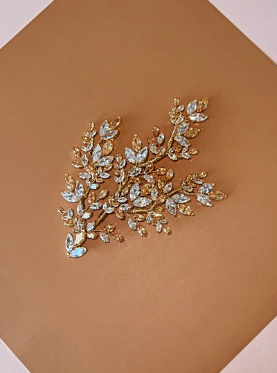 MISCHA Swarovski Bridal Headpiece, Gold with Gold Crystals
