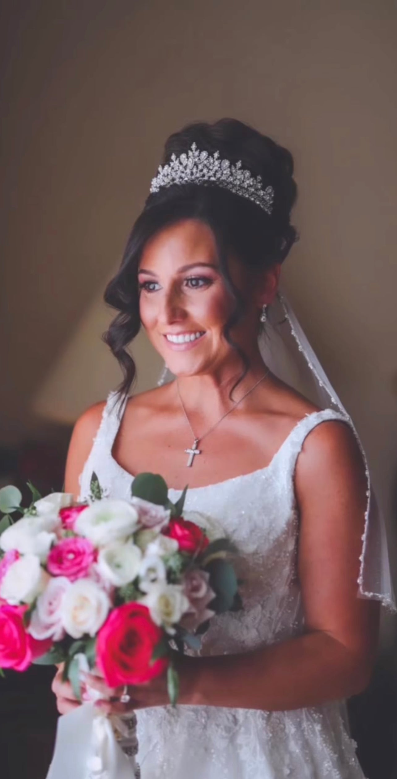 Ellee Real Bride Adorned with GEMNA Swarovski Wedding Tiara, Bridal Tiara